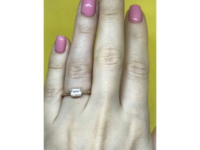 925 Sterling Silver Rose Gold Plated CZ Ring Size 6.5