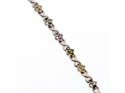 925 Sterling Silver Multi Gemstones Bracelet