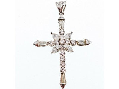 925 Sterling Silver CZ Cross Pendant
