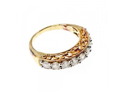 925 Sterling Silver Gold Plated White CZ Ring Size 7