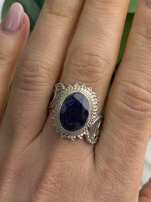 Vintage 925 Sterling Silver Sapphire Ring Size 9