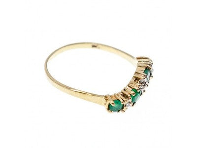 10K Yellow Gold Emeralds & Diamonds Ring Size 6.5
