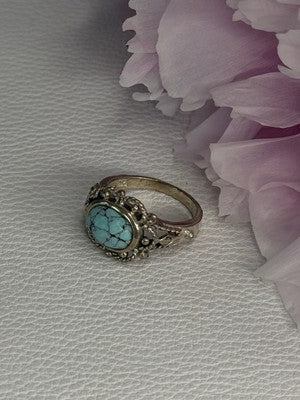 Vintage 925 Sterling Silver Turquoise Ring Size 5