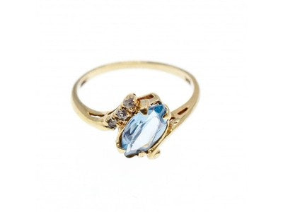 10K Yellow Gold Topaz & Diamonds Ring Size 6.5