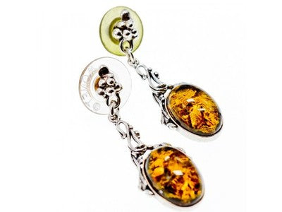 925 Sterling Silver Amber Earrings