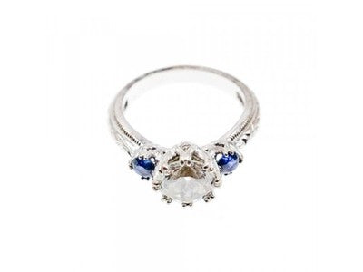 925 Sterling Silver Blue & White CZ Ring Size 6.5