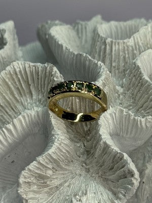 925 Sterling Silver Gold Plated Emerald Ring Size 8