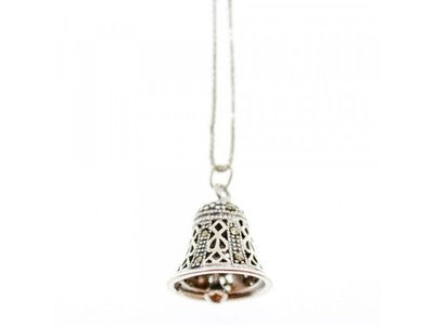 925 Sterling Silver Marcasites "Bell" Chain With Pendant