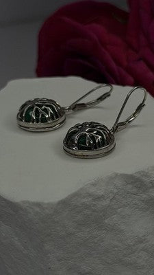 Tree of Life 925 Sterling Silver Malachite Earrings