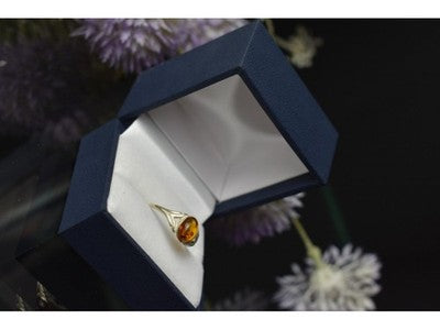 925 Sterling Silver Amber Ring Size 6.5