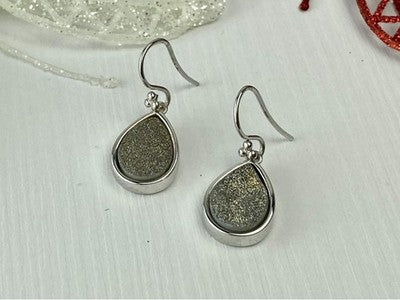 925 Sterling Silver Pyrite "Drops" Earrings