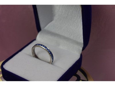 925 Sterling Silver Blue CZ Band Ring Size 6.5