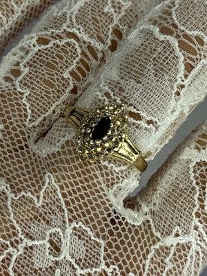 14K Yellow Gold Sapphire & Diamonds Ring Size 9