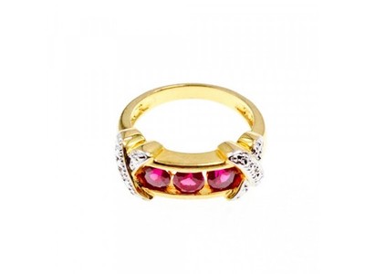 925 Sterling Silver Gold Plated Pink Topaz Ring Size 5
