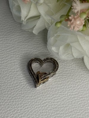 925 Sterling Silver White Topaz Heart Pendant Length 0.75 Inch