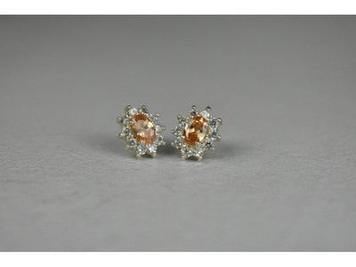 925 Sterling Silver Citrine & CZ "Spring Flowers" Earrings