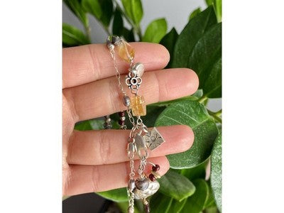 925 Sterling Silver Jewelry Glass Double Bracelet