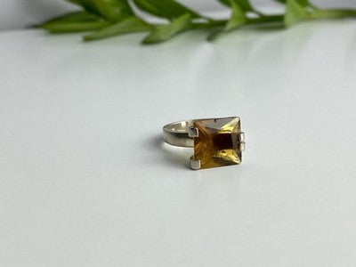 Vintage 925 Sterling Silver Heliodor Ring Size 6.75