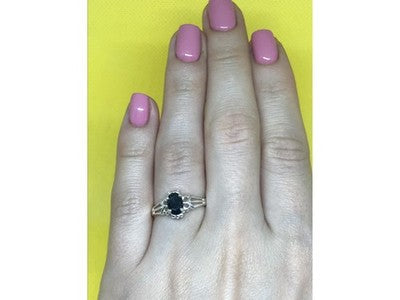 925 Sterling Silver Black Spinel Ring Size 6