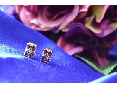 925 Sterling Silver Almandine & Black Spinel Earrings