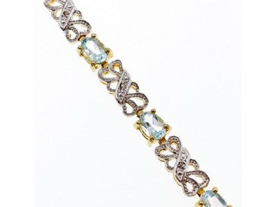 925 Sterling Silver Gold Plated Blue Spinel Bracelet