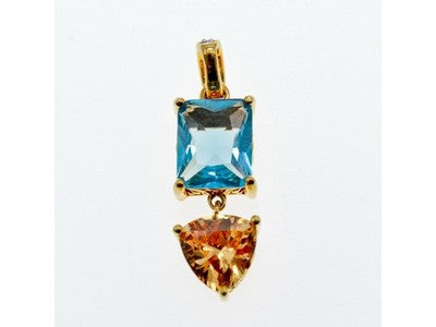 925 Sterling Silver Gold Plated Topaz, Heliodor & CZ Pendant