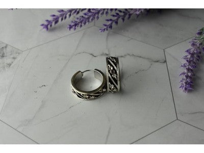 925 Sterling Silver Pink Spinel & Black Enamel Earrings