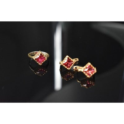 925 Sterling Silver with Gilding Alpanite Set (Ring Size 6)
