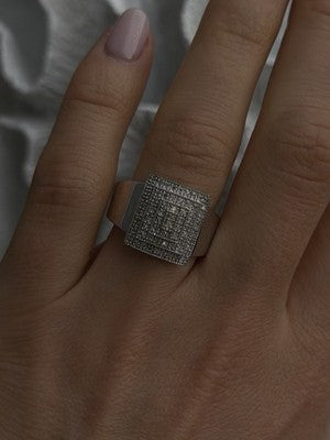 925 Sterling Silver White Colorless Sapphire Ring Size 8