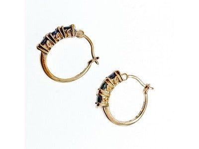 925 Sterling Silver Gold Plated Sapphires Earrings