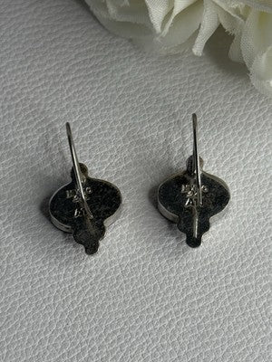925 Sterling Silver Abalone Earrings Length 1.10 Inch