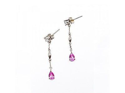 925 Sterling Silver Pink Spinel & CZ Stud Earrings