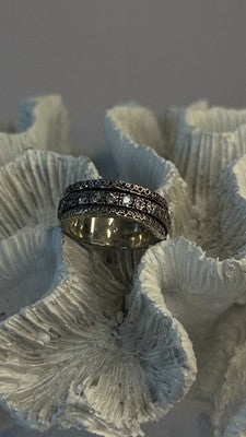 Spinner 925 Sterling Silver White Colorless Topaz Ring Size 7