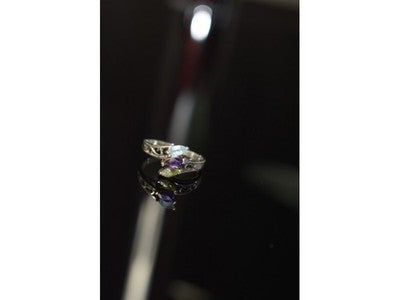 925 Sterling Silver Topaz, Amethyst & Peridot Ring Size 7