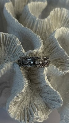 Spinner 925 Sterling Silver White Colorless Topaz Ring Size 7