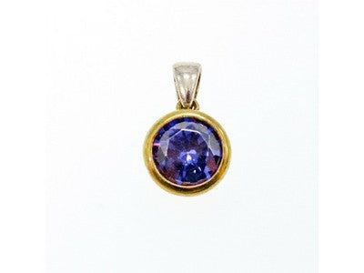 925 Sterling Silver with Gilding Tanzanite & CZ Set Ring Size 8.5