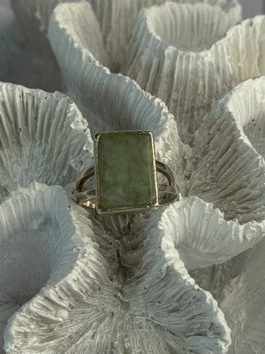 925 Sterling Silver Jade Nephrite Ring Size 6.5