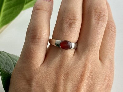 Vintage 925 Sterling Silver Agate Ring Size 7.25