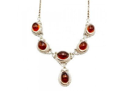 Vintage 925 Sterling Silver Amber Necklace
