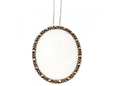 925 Sterling Silver Mother Of Pearl & Marcasites Chain With Pendant