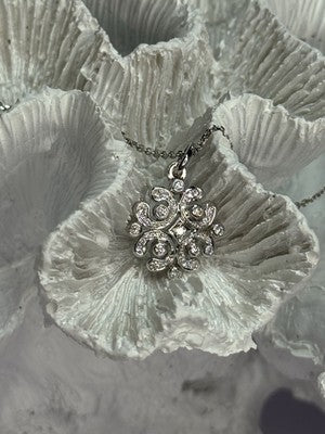 14K WHITE GOLD DIAMONDS NECKLACE LENGTH 17 INCH
