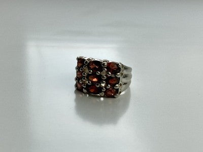 925 Sterling Silver Almandine Ring Size 8
