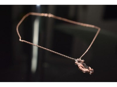 925 Sterling Silver Gold Plated CZ "Black Cat" Chain with Pendant Turkey