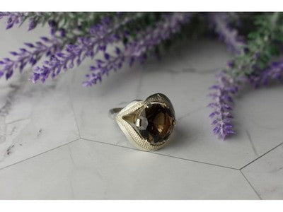 925 Sterling Silver Hessonite Ring Size 9