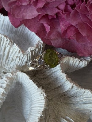 925 Sterling Silver Peridot & Tanzanite Ring Size 7