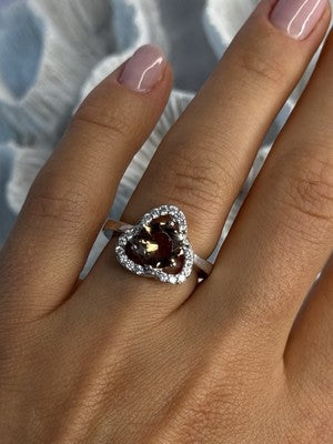 925 Sterling Silver Spinel & CZ Ring Size 7