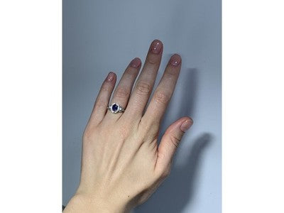 925 Sterling Silver Blue & White Sapphire "Snow Queen" Ring Size 7.25