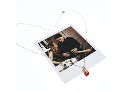 10K Yellow Gold Ruby & Diamonds Heart Chain With Pendant