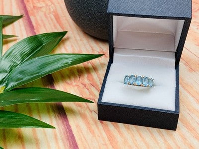 925 Sterling Silver Blue Spinel Ring Size 6.5