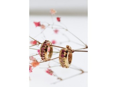 925 Sterling Silver Gold Plated Rubies Earrings